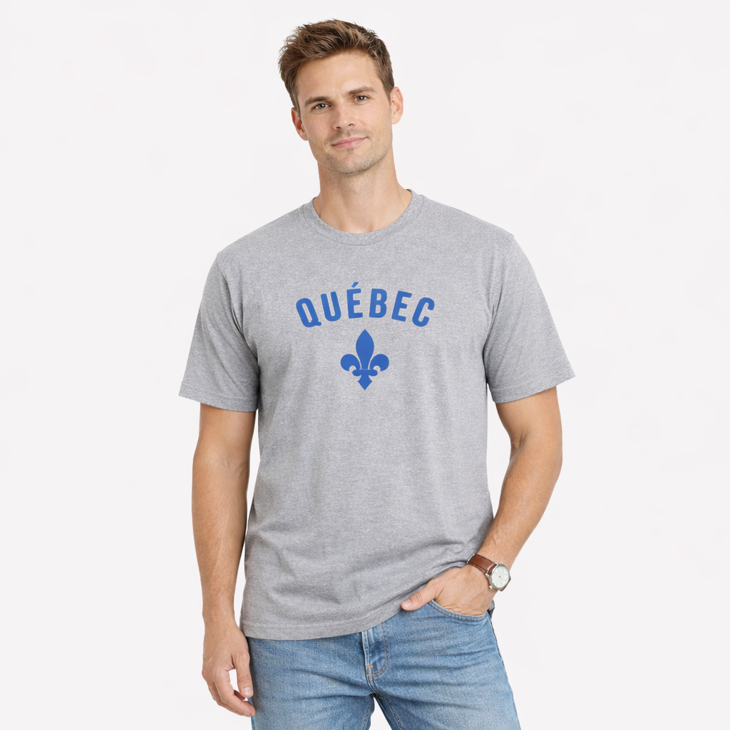 Quebec souvenir t shirt fleur de lis graphic heather gray unisex tee