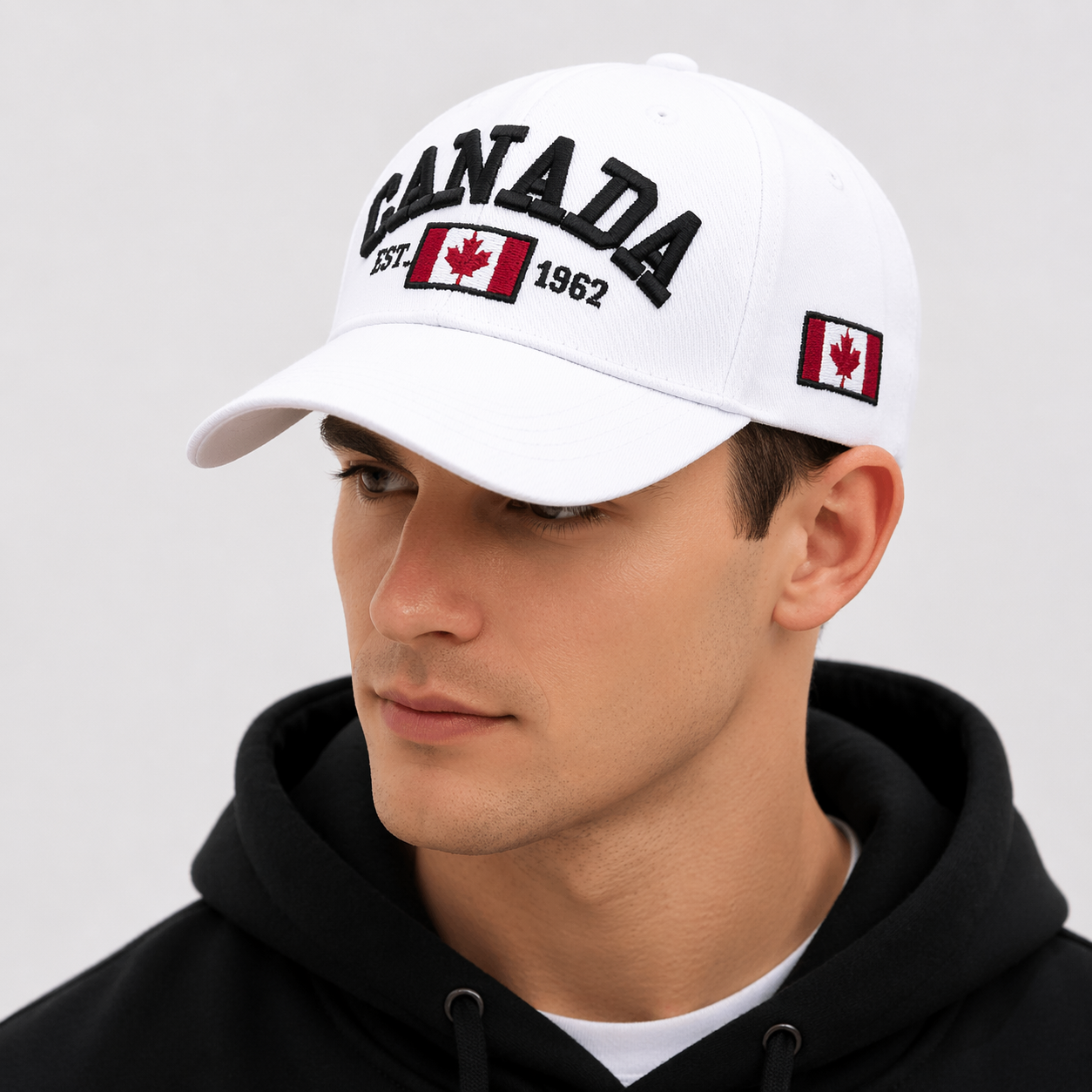 Canada embroidered baseball cap white adjustable souvenir hat maple leaf logo