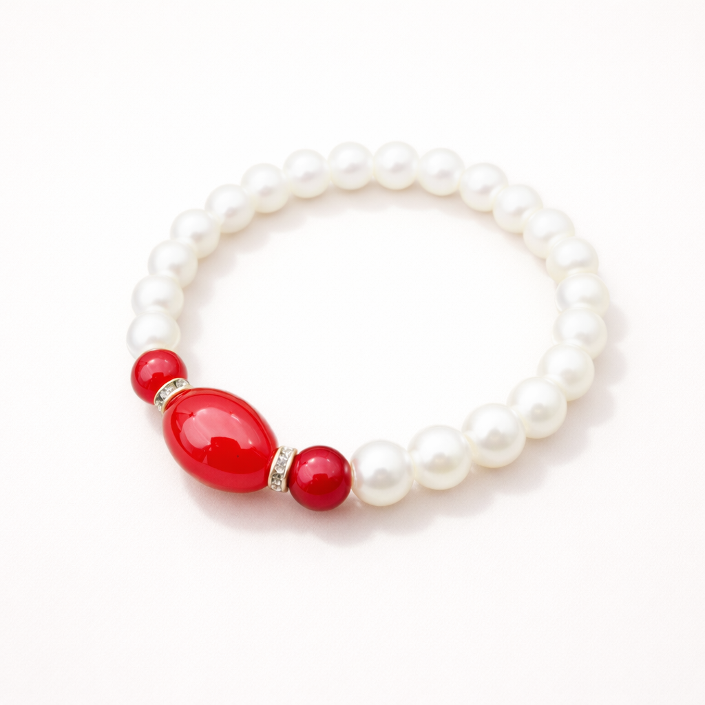 Elegant Beaded Bracelet with Lucky Charm – Versatile Style in Ceramic, Glass & Faux Jade