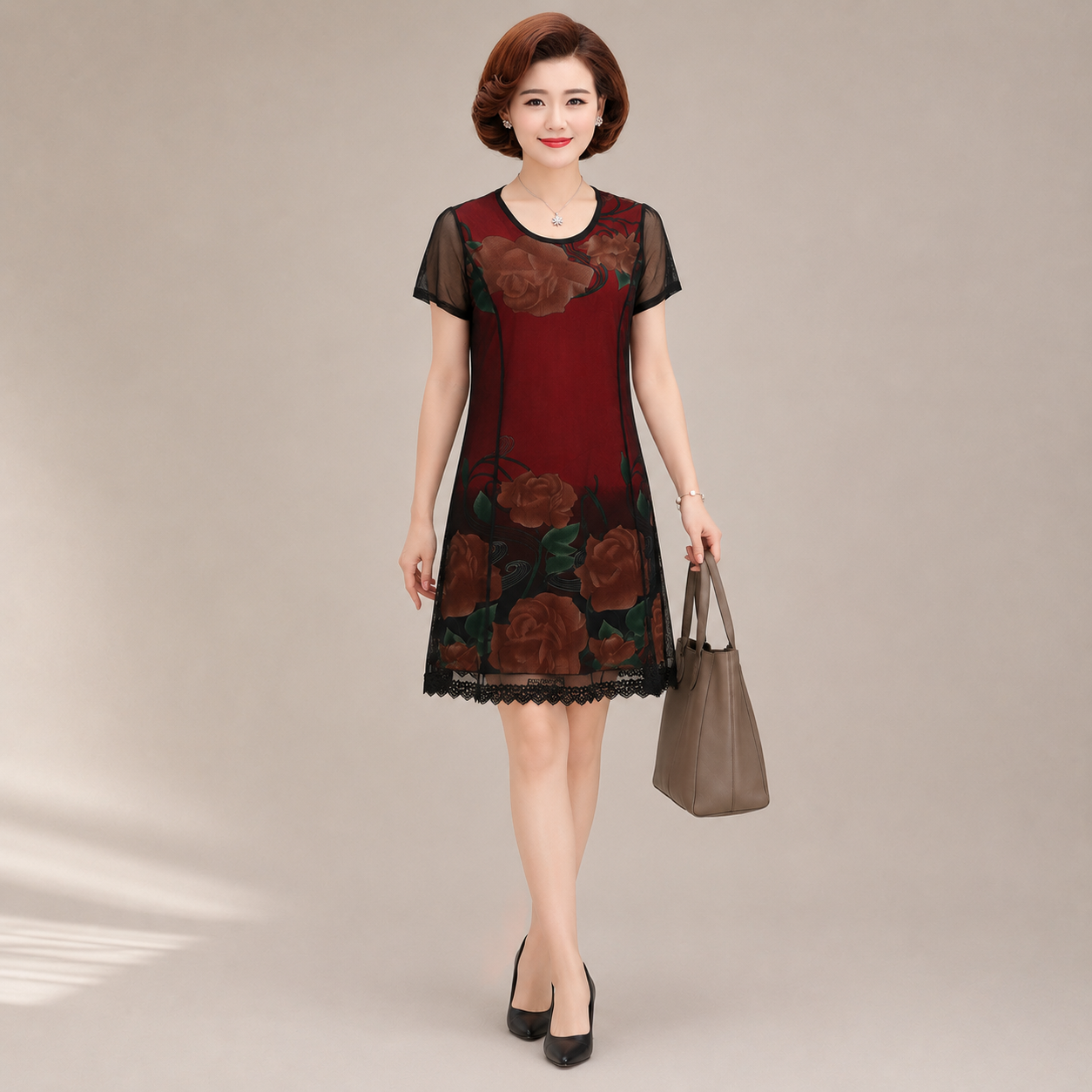 Elegant Floral Mesh Dress – Lightweight Casual Summer Dress for Women