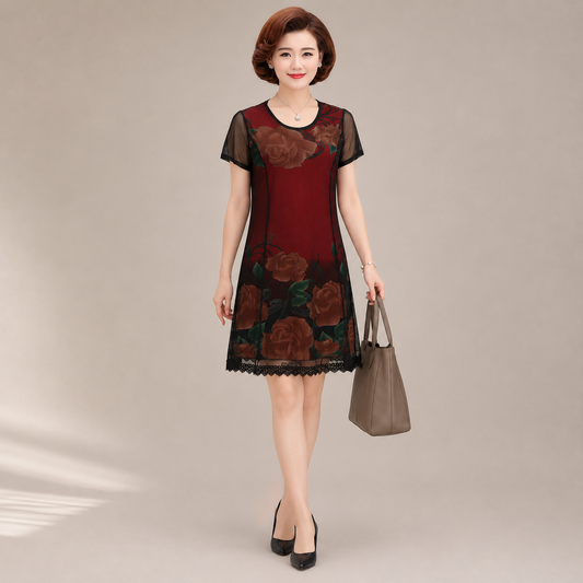 Elegant Floral Mesh Dress – Lightweight Casual Summer Dress for Women