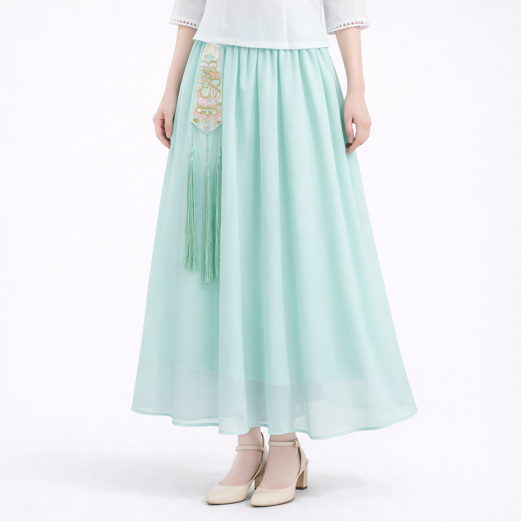 Elegant Ombre Chiffon Maxi Skirt – Lightweight, Flowing & Graceful