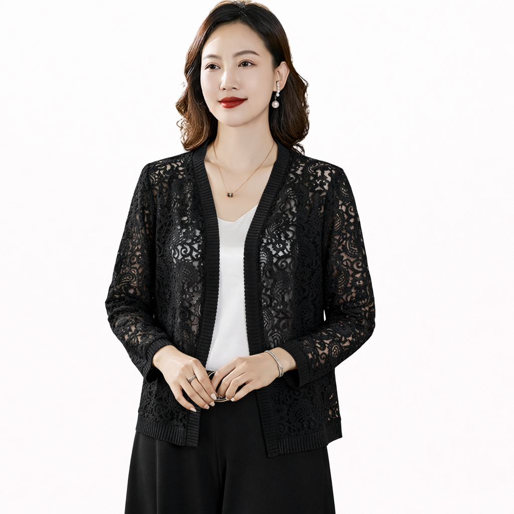 Elegant Paisley Lace Cardigan – Lightweight, Breathable & Skin-Friendly