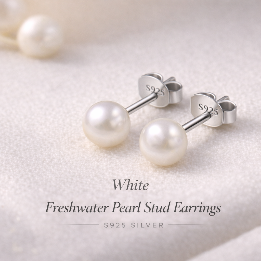 S925 Freshwater Pearl Stud Earrings – Suzhou Classic Elegance