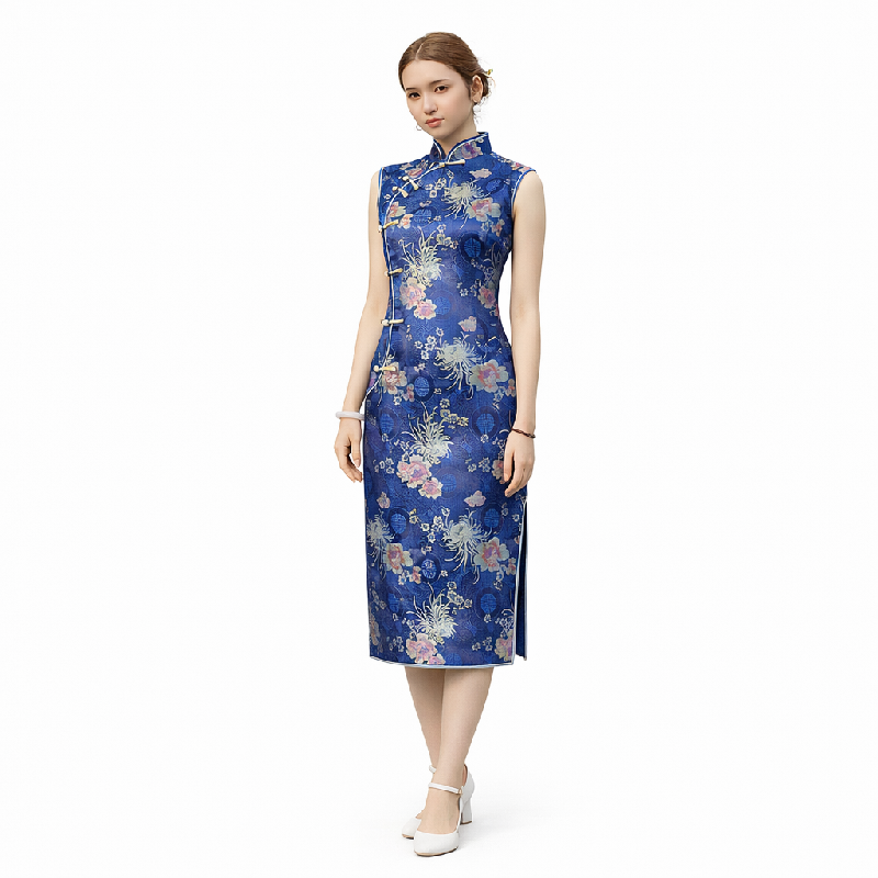 Elegant Floral Brocade Cheongsam – Classic Chinese Qipao Dress for Women