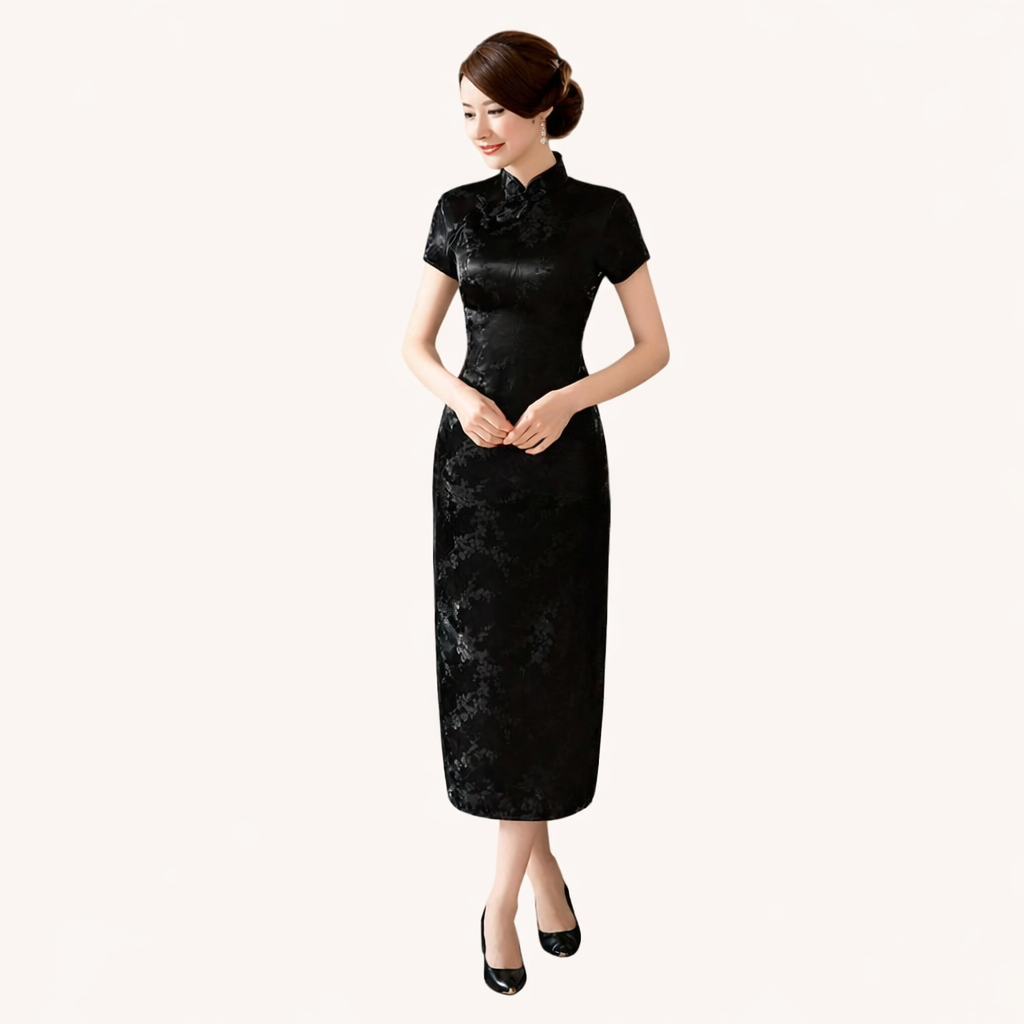 Brocade Satin Floral classic long  Cheongsam