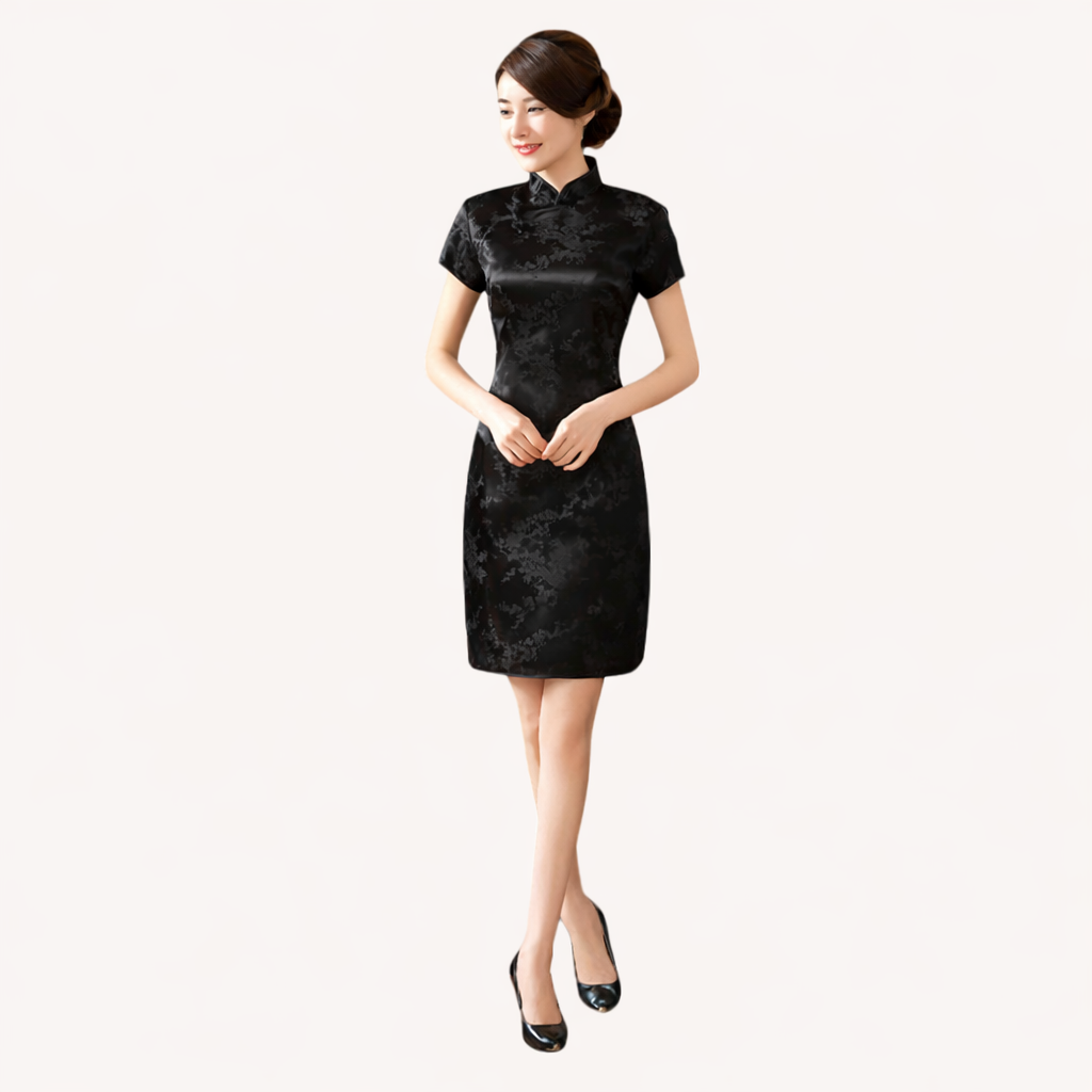 Brocade Satin Floral classic short Cheongsam