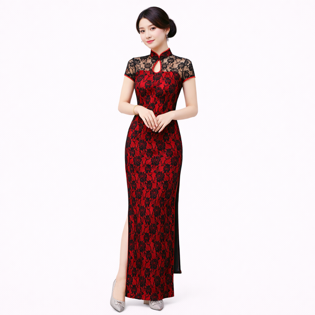 Elegant Lace Cheongsam Dress