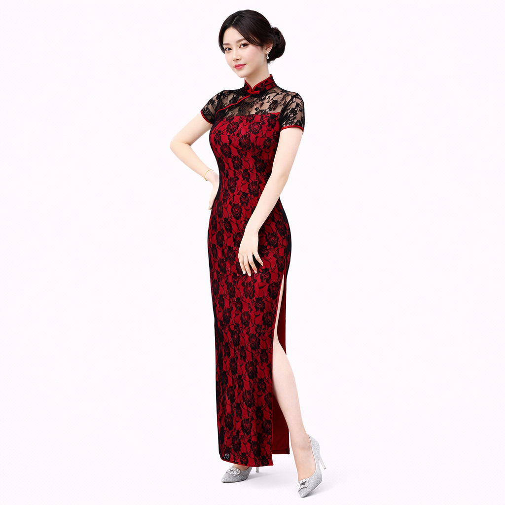 Elegant Lace Cheongsam Dress