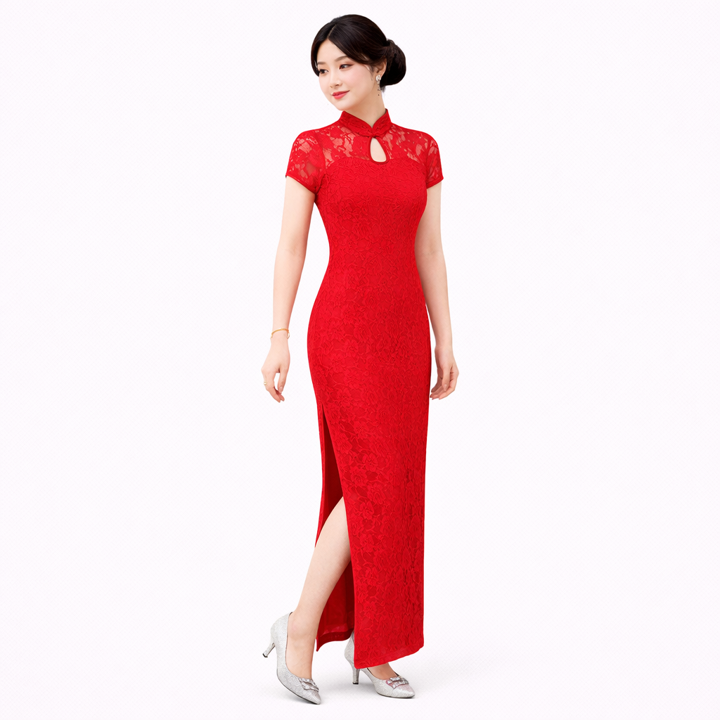 Elegant Lace Cheongsam Dress