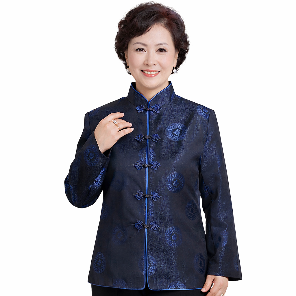 Navy blue Chinese Tang jacket women 