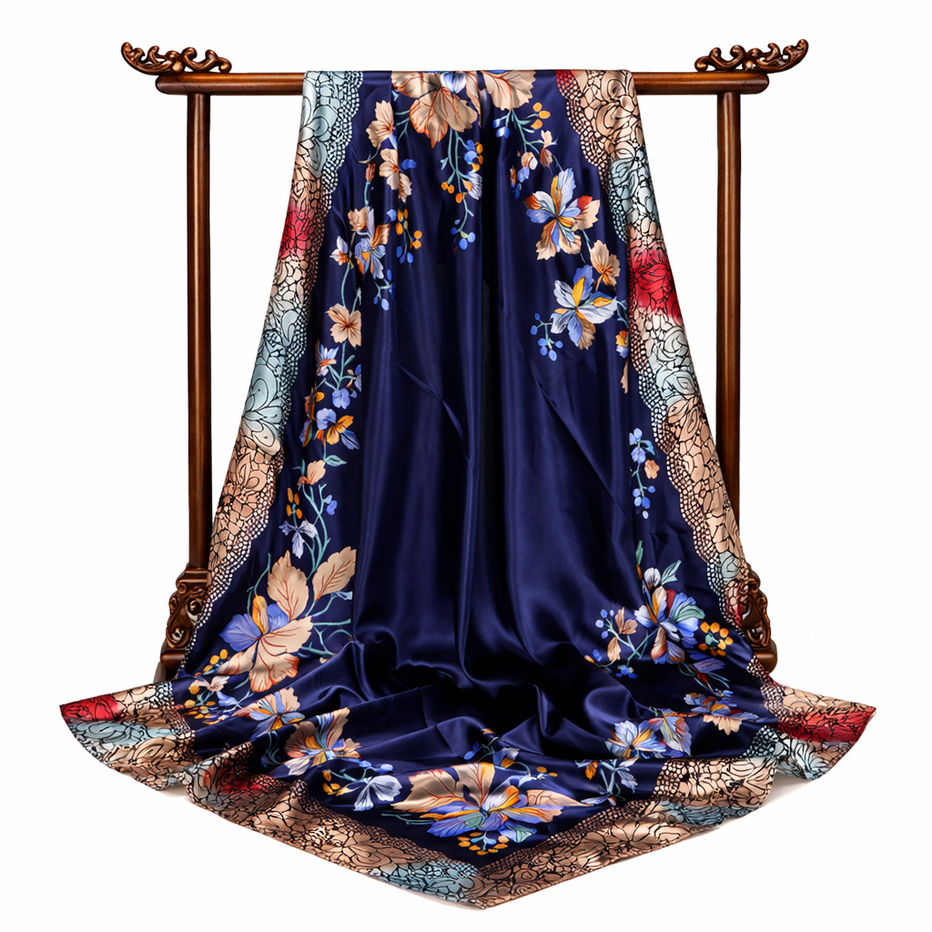 Floral Satin Scarf – Lightweight Travel Gift & Summer Fashion Wrap
