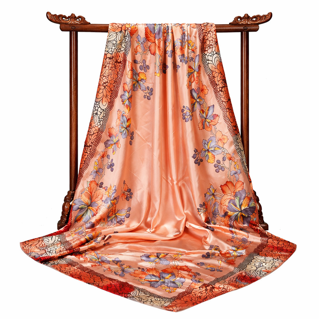 Floral Satin Scarf – Lightweight Travel Gift & Summer Fashion Wrap