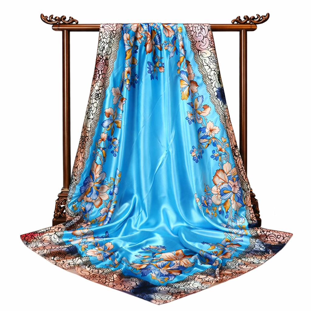 Floral Satin Scarf – Lightweight Travel Gift & Summer Fashion Wrap