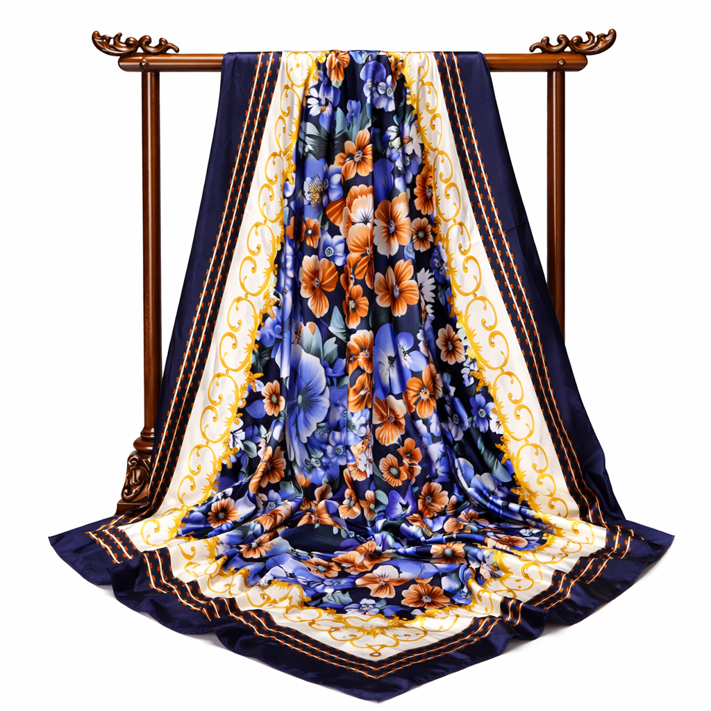 Floral Square Satin Scarf – Lightweight Travel Gift & Summer Fashion Wrap