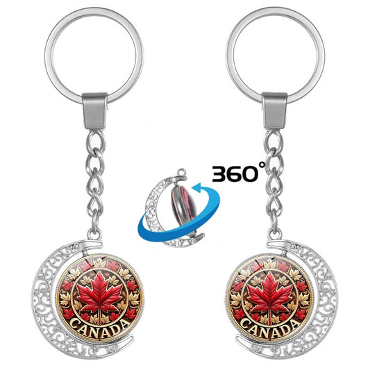 Alloy Rotating Canada Keychain – 360° Maple Leaf Souvenir