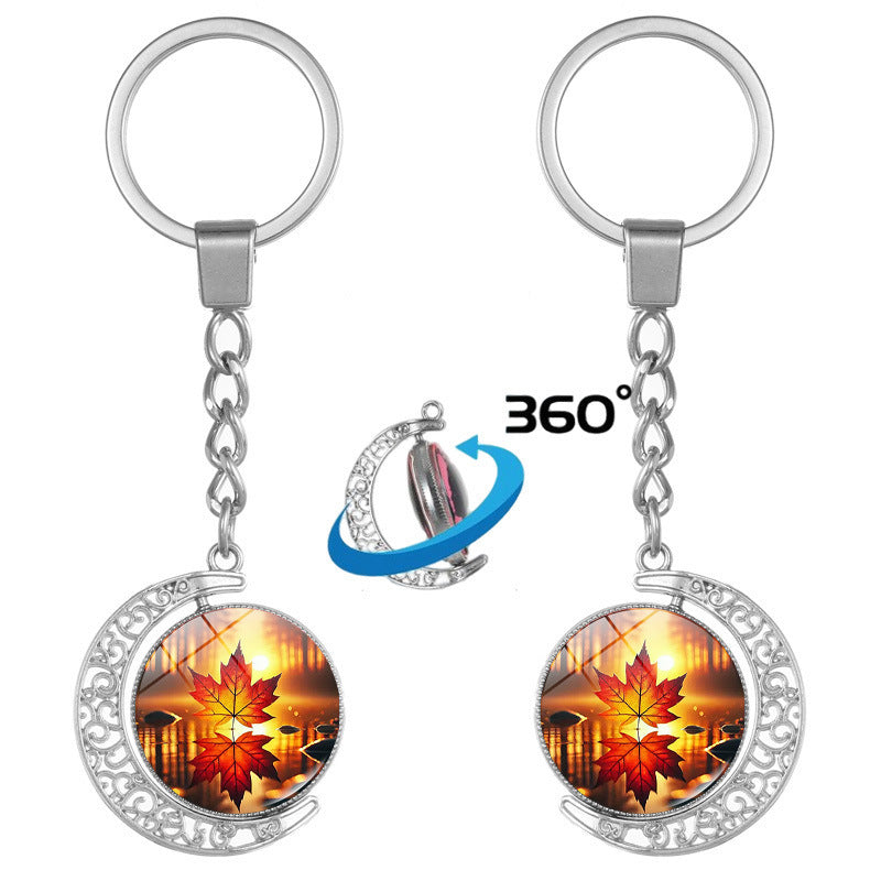 Alloy Rotating Canada Keychain – 360° Maple Leaf Souvenir