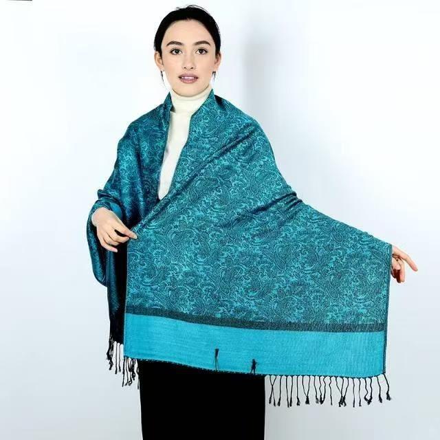 Elegant Paisley Faux Cashmere Shawl Scarf with Tassels – Soft Lightweight Spring Fall Wrap
