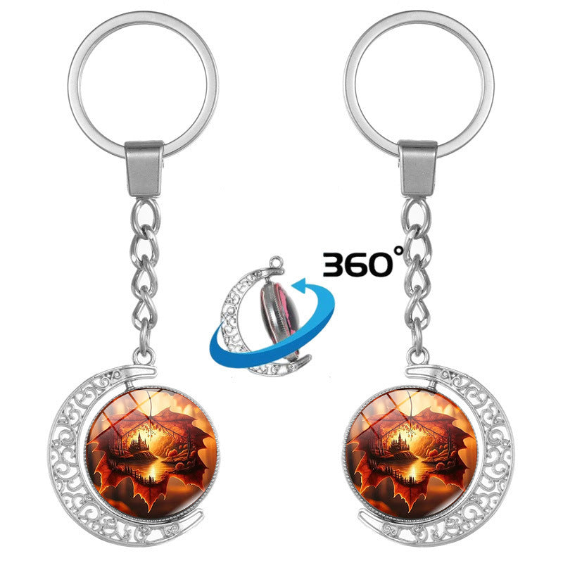 Alloy Rotating Canada Keychain – 360° Maple Leaf Souvenir