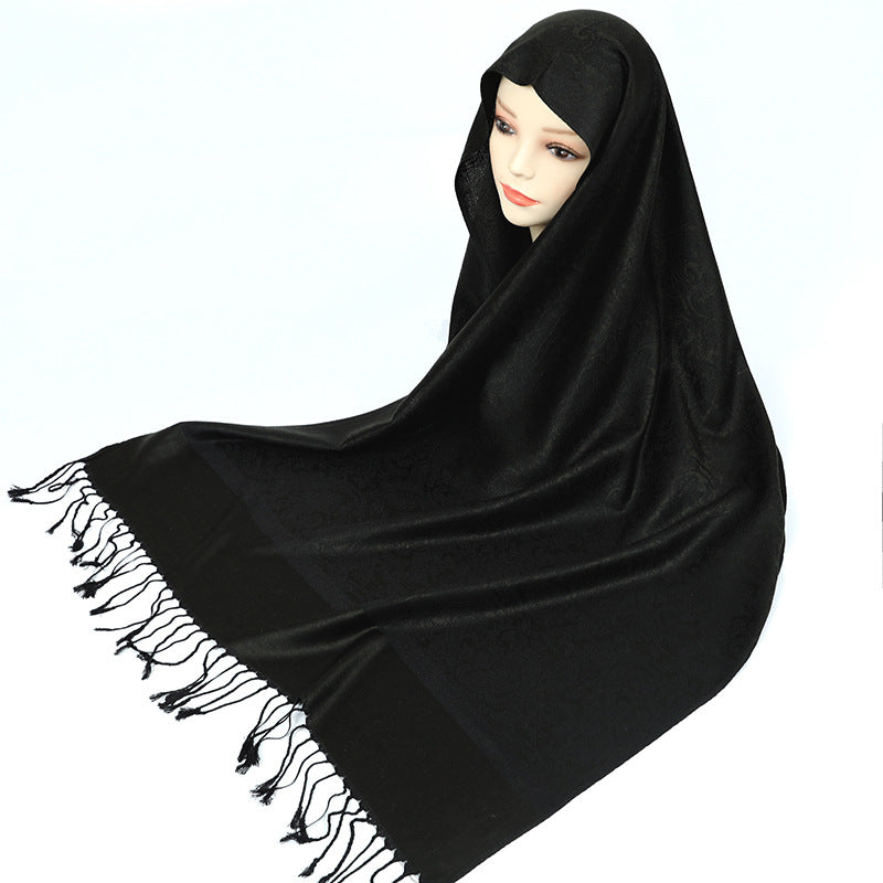 Elegant Paisley Faux Cashmere Shawl Scarf with Tassels – Soft Lightweight Spring Fall Wrap