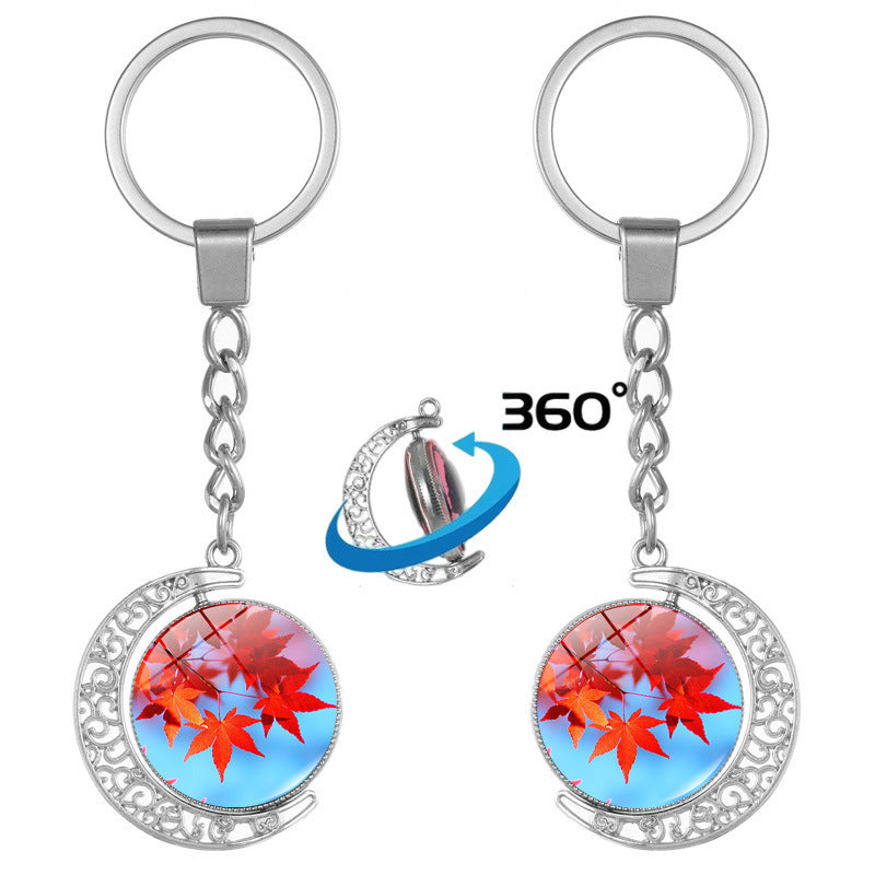 Alloy Rotating Canada Keychain – 360° Maple Leaf Souvenir