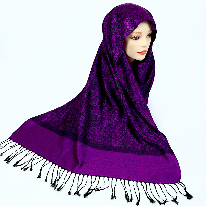 Elegant Paisley Faux Cashmere Shawl Scarf with Tassels – Soft Lightweight Spring Fall Wrap
