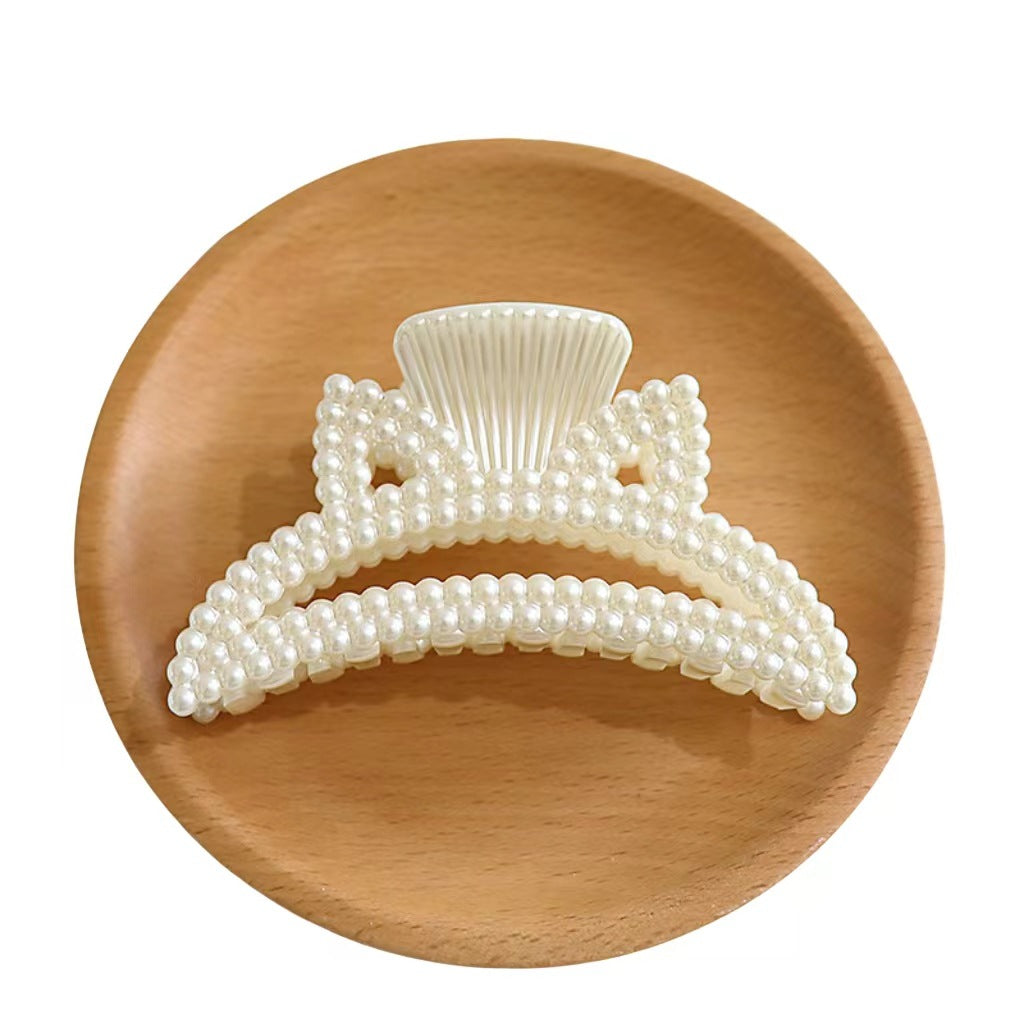 Elegant  Faux Pearl Hair Claw Clip Set – Korean Style Bow, Heart & Geometric Hair Accessories for Women