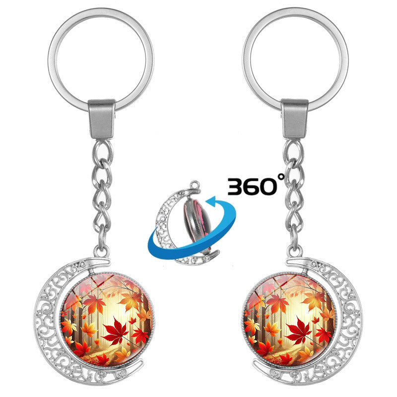 Alloy Rotating Canada Keychain – 360° Maple Leaf Souvenir