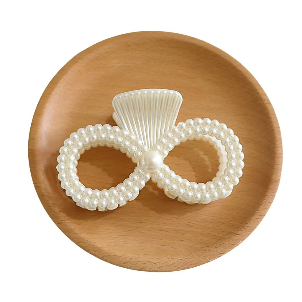 Elegant  Faux Pearl Hair Claw Clip Set – Korean Style Bow, Heart & Geometric Hair Accessories for Women