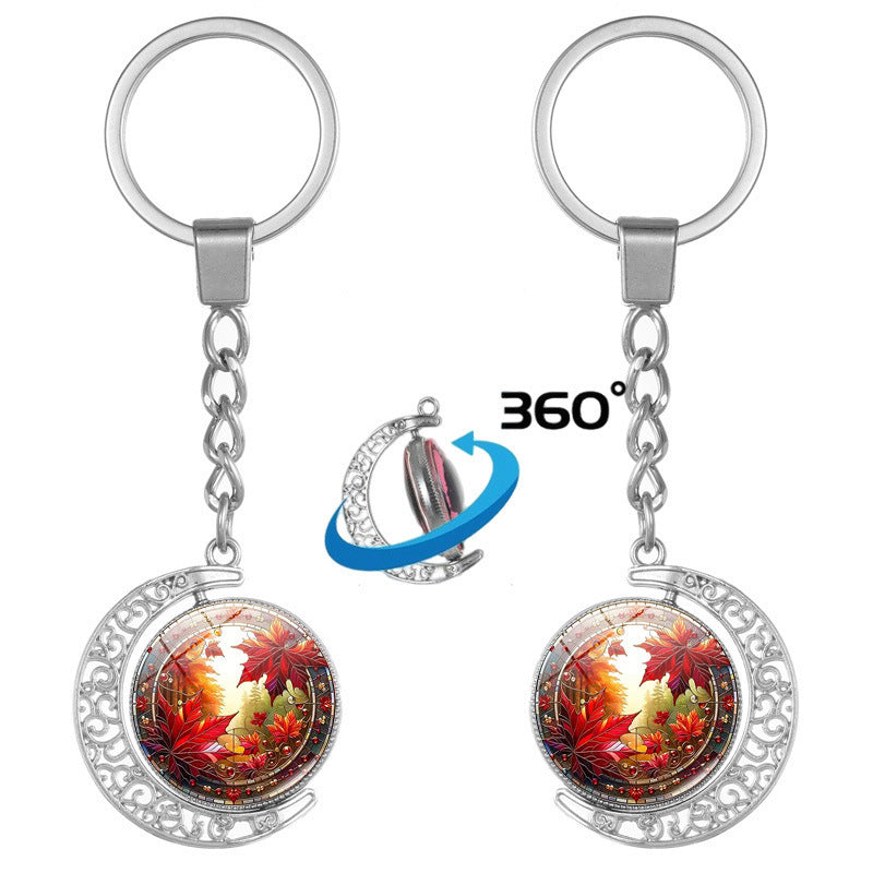 Alloy Rotating Canada Keychain – 360° Maple Leaf Souvenir