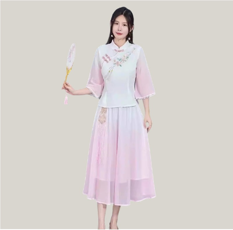 Elegant Gradient Hanfu Dress Set for Women(Runs small)