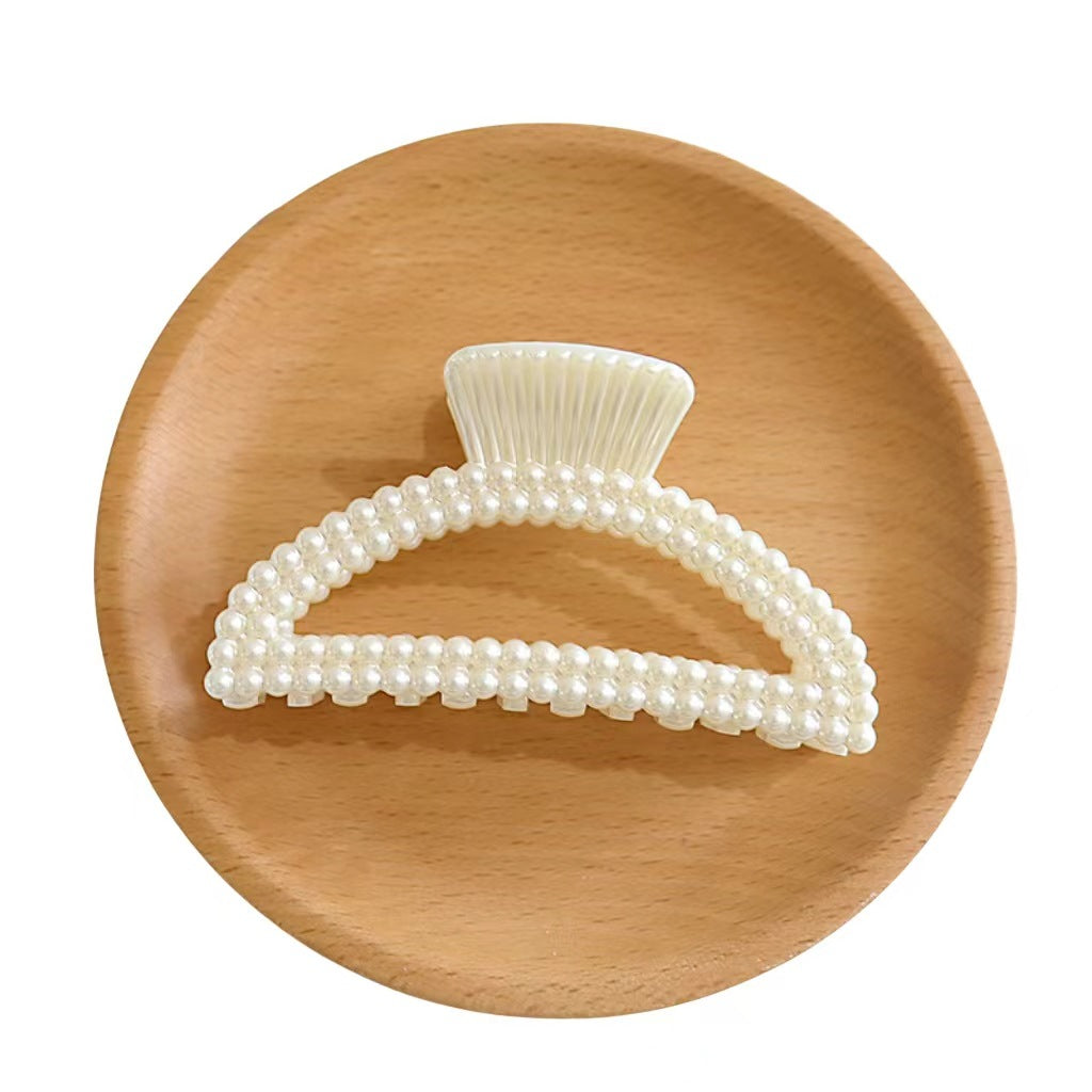 Elegant  Faux Pearl Hair Claw Clip Set – Korean Style Bow, Heart & Geometric Hair Accessories for Women