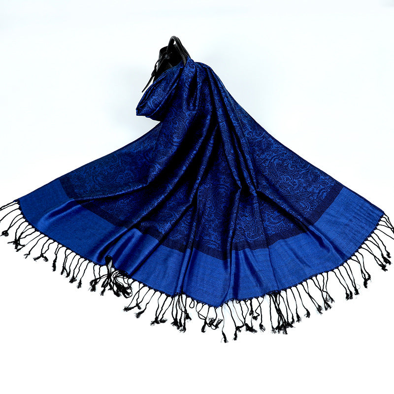 Elegant Paisley Faux Cashmere Shawl Scarf with Tassels – Soft Lightweight Spring Fall Wrap