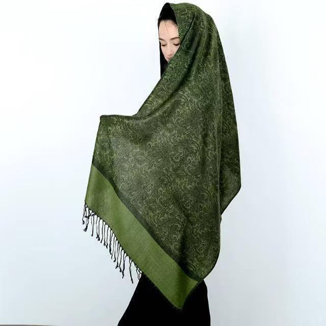 Elegant Paisley Faux Cashmere Shawl Scarf with Tassels – Soft Lightweight Spring Fall Wrap