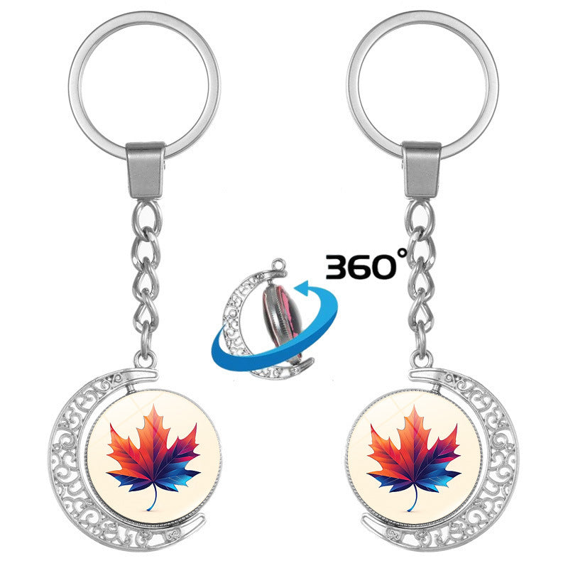Alloy Rotating Canada Keychain – 360° Maple Leaf Souvenir