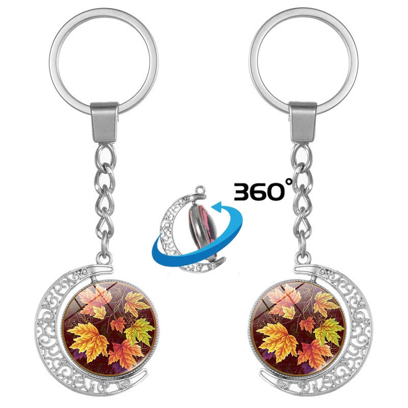 Alloy Rotating Canada Keychain – 360° Maple Leaf Souvenir