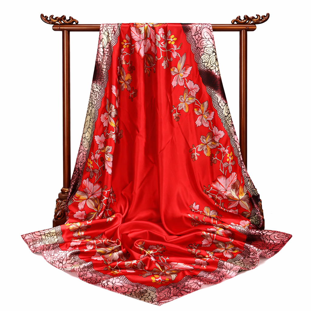 Floral Satin Scarf – Lightweight Travel Gift & Summer Fashion Wrap