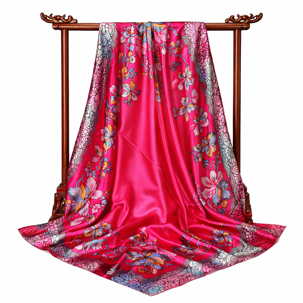 Floral Satin Scarf – Lightweight Travel Gift & Summer Fashion Wrap