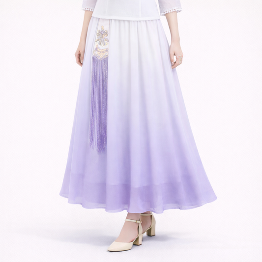 Elegant Ombre Chiffon Maxi Skirt – Lightweight, Flowing & Graceful