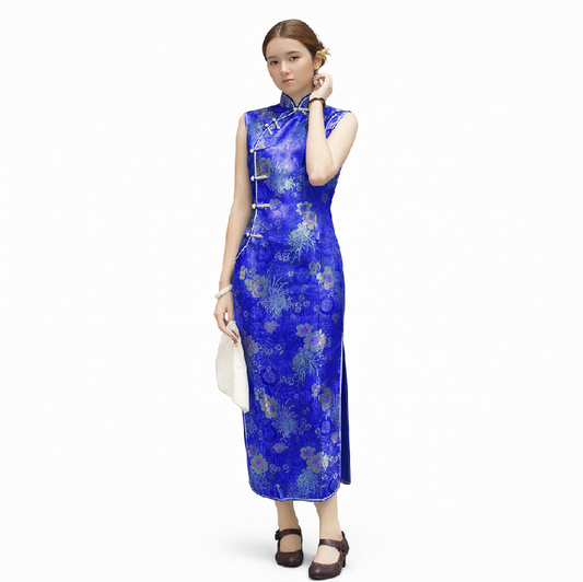 Elegant Floral Brocade Cheongsam – Classic Chinese Qipao Dress for Women