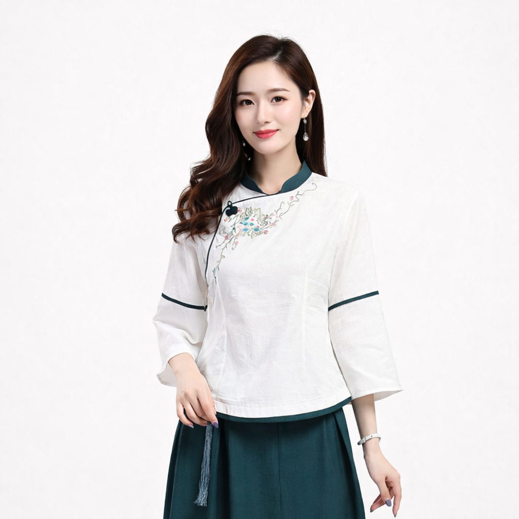 Women’s Cotton Linen Chinese Style Top（Runs small – size up 1–2 sizes）
