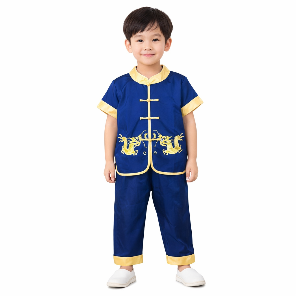 Boys Traditional Chinese Outfit Set – Dragon Brocade Tang Suit for Kids (Top & Pants)