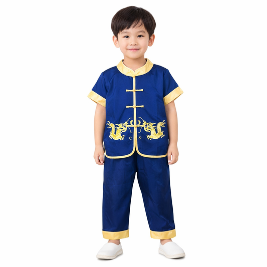 Boys Traditional Chinese Outfit Set – Dragon Brocade Tang Suit for Kids (Top & Pants)