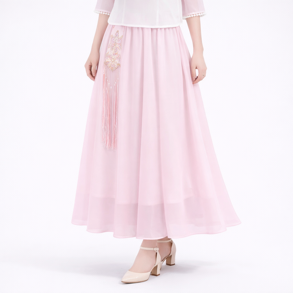 Elegant Ombre Chiffon Maxi Skirt – Lightweight, Flowing & Graceful