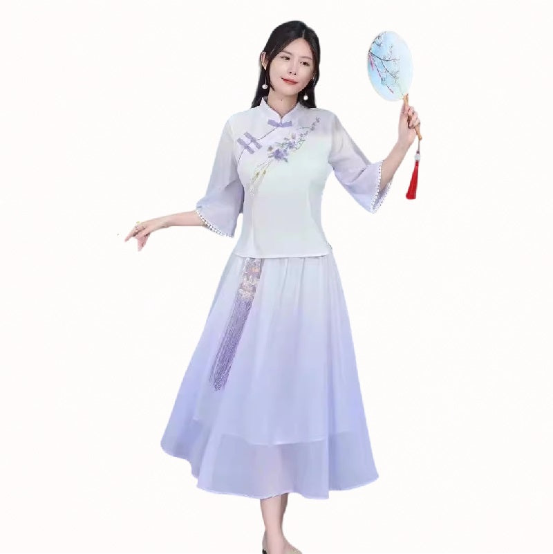 Elegant Gradient Hanfu Dress Set for Women(Runs small)
