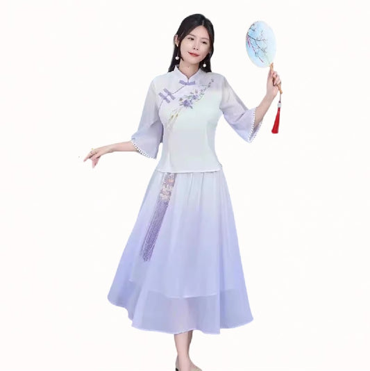 Elegant Gradient Hanfu Dress Set for Women(Runs small)