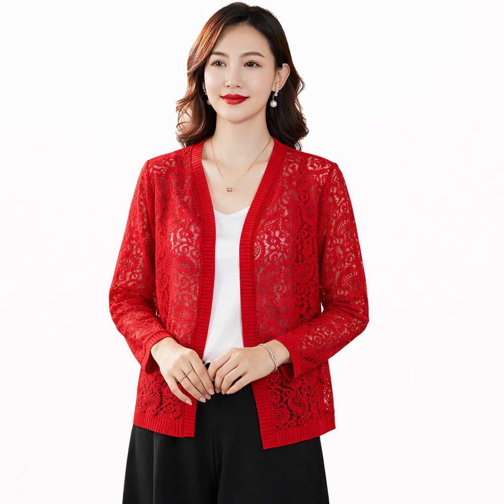 Elegant Paisley Lace Cardigan – Lightweight, Breathable & Skin-Friendly