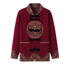 Load image into Gallery viewer, Women's long sleeve stand collar open front classic button down cardigan knitted warm floral sweater
