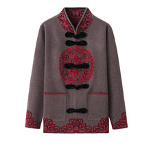 Load image into Gallery viewer, Women's long sleeve stand collar open front classic button down cardigan knitted warm floral sweater
