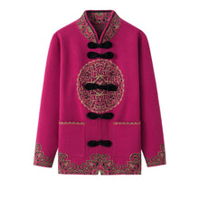 Load image into Gallery viewer, Women's long sleeve stand collar open front classic button down cardigan knitted warm floral sweater
